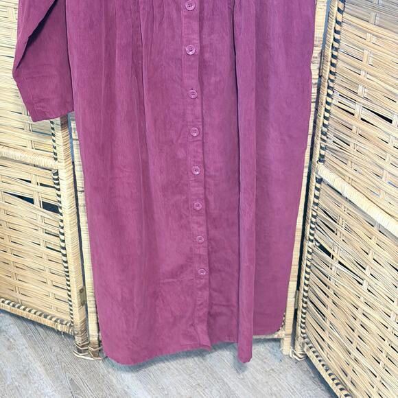Vermont Country Store Burgundy Corduroy Shirt Dress Plus Size 2X NWOT modest - Picture 3 of 9